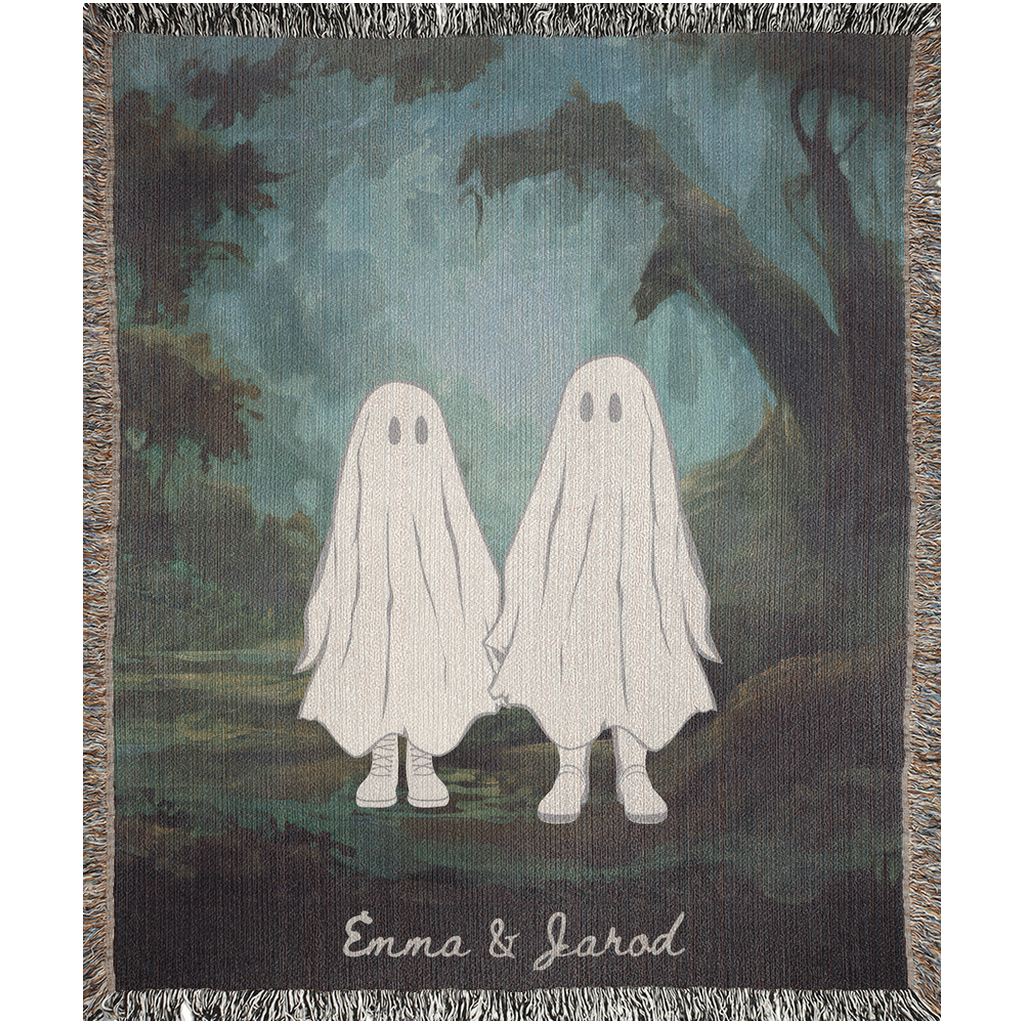 Sheet Ghost Couple - Personalized 100% Cotton Woven Blanket