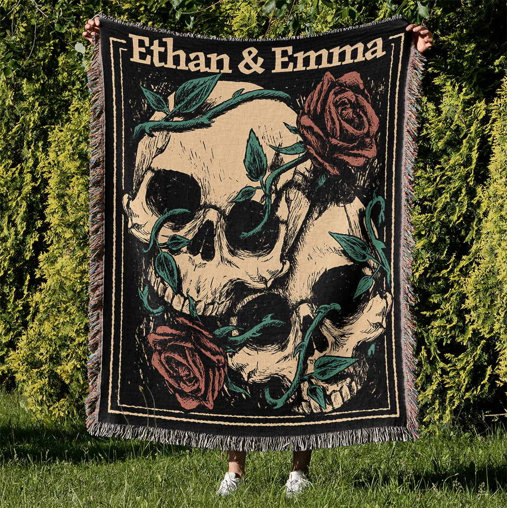 Goth Lovers Personalized 100% Cotton Woven Blanket