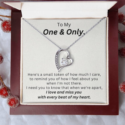 When We're Apart I Love & Miss You - LDR Genuine CZ Necklace Gift