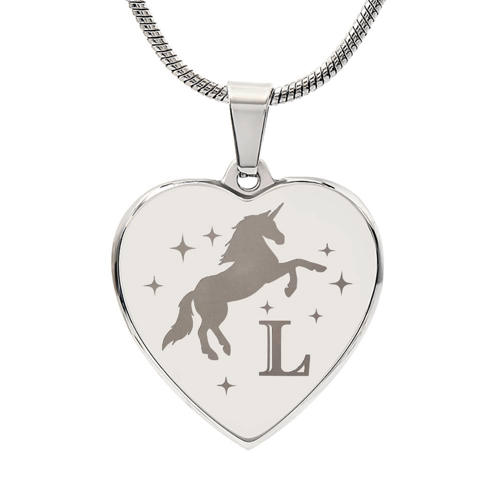 I Believe in You Unicorn Initial Letter L Necklace