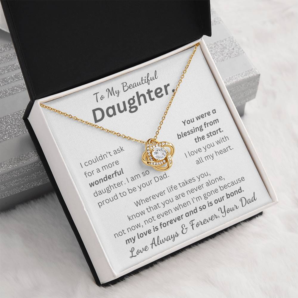 Daughter,  My Love is Forever - Genuine CZ Necklace Gift