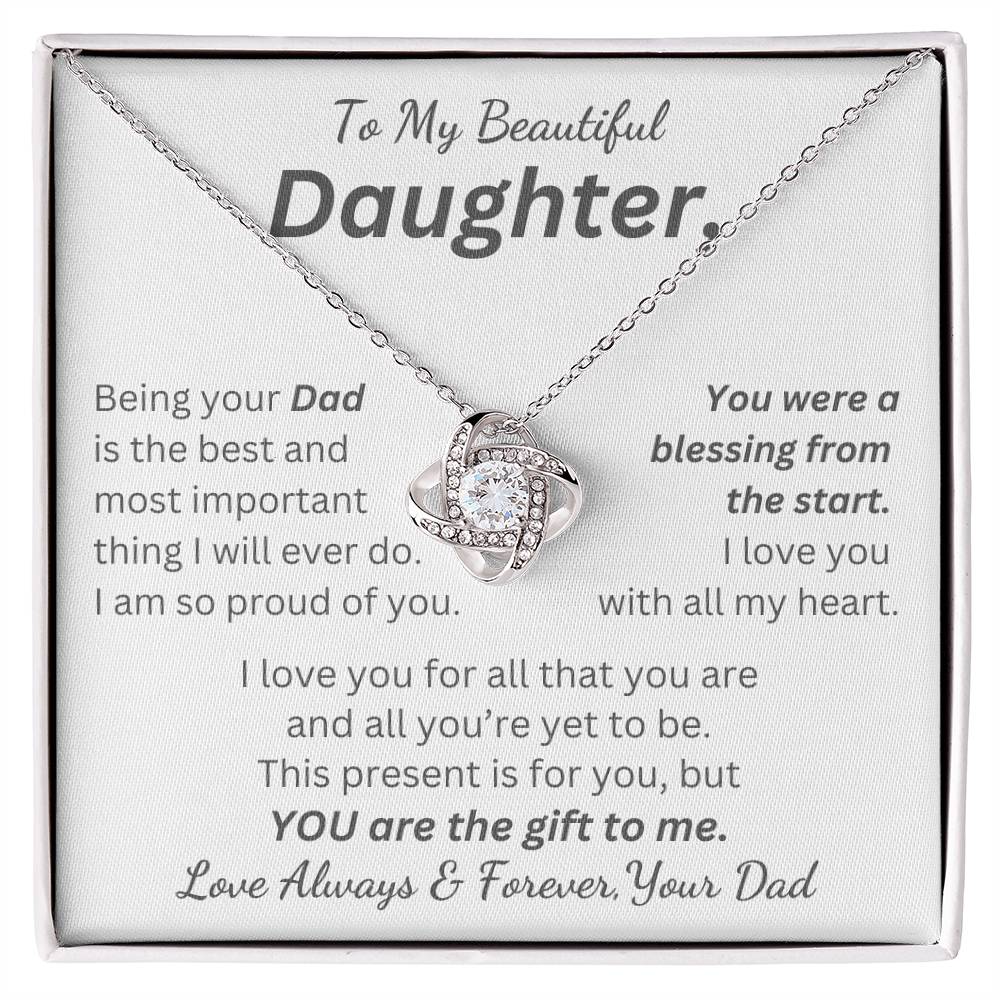 Daughter, You Are the Gift to Me - Genuine CZ Necklace