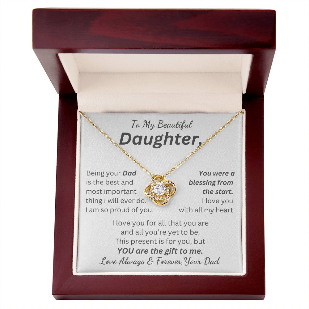 Daughter, You Are the Gift to Me - Genuine CZ Necklace