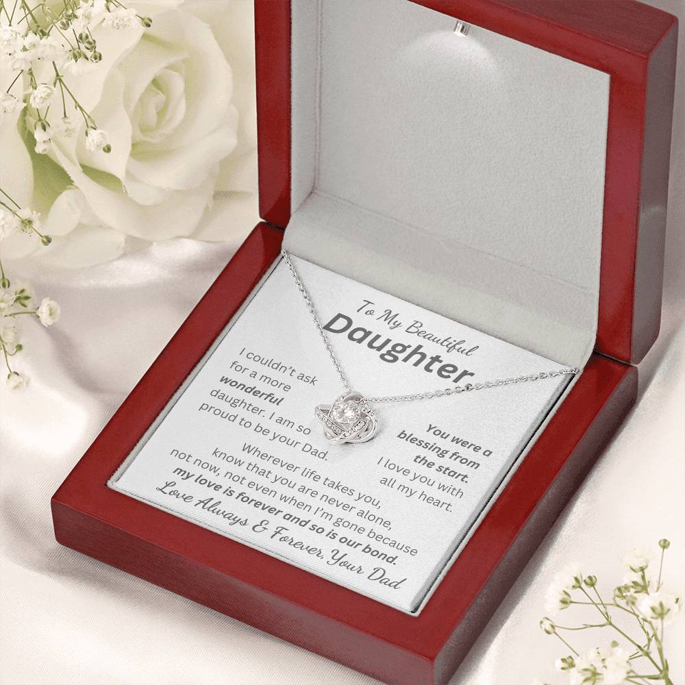 Daughter,  My Love is Forever - Genuine CZ Necklace Gift