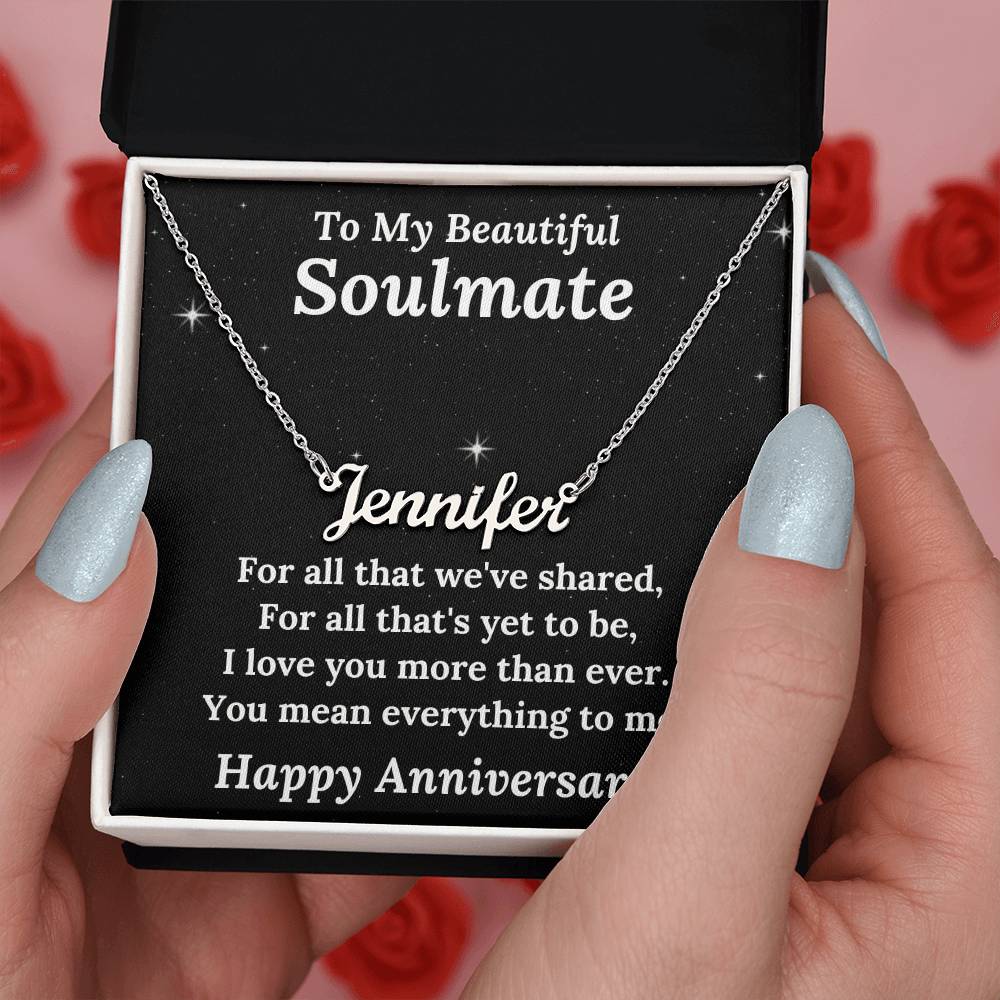 I Love You More than Ever - Happy Anniversary Custom Name Necklace + Gift Box