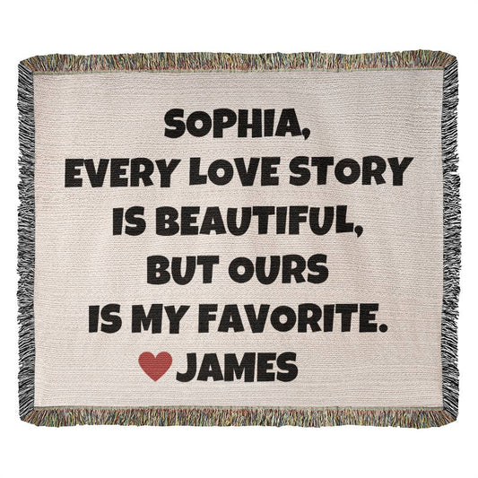 Every Love Story - Persoanlized Cotton Woven Blanket
