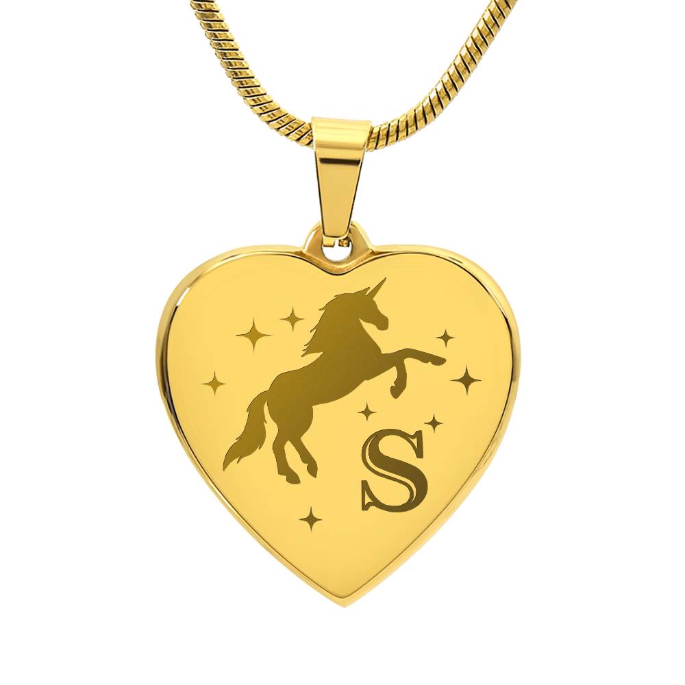 I Believe in You Unicorn Initial Letter S Necklace