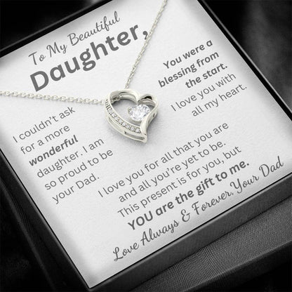 Daughter, You are the Gift to Me - Genuine CZ Necklace Gift