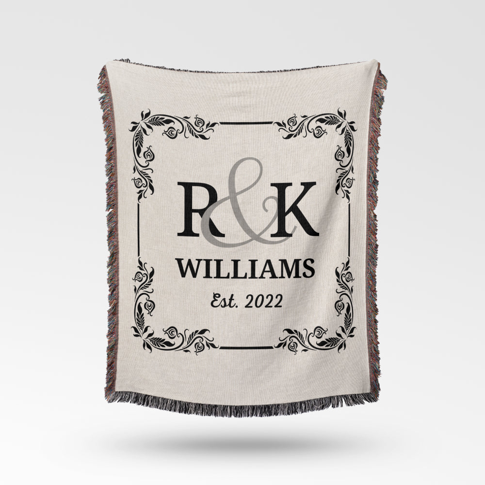 Anniversary Cotton Blanket Initials Square Floral