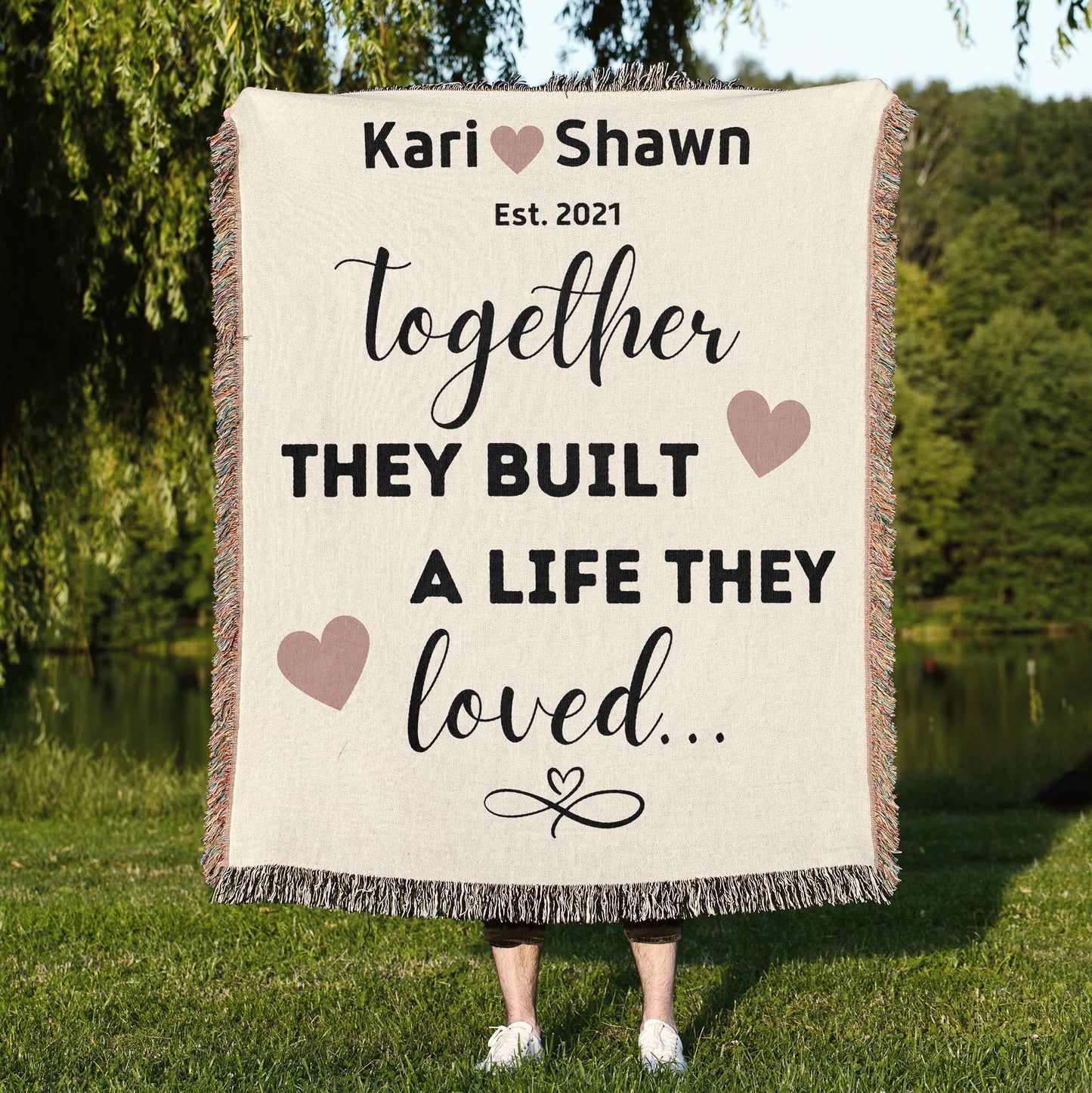 Personalized - Together They Built a Life They Loved Woven Throw Blanket