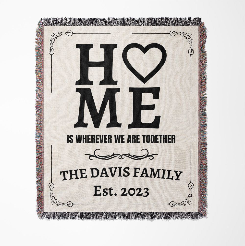 Personalized "Home" Cotton Woven Blanket